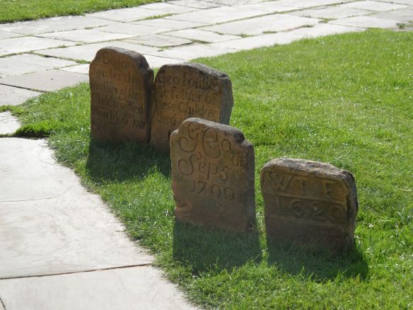Examples older gravestones at Southwell Minster
