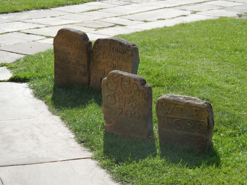 Examples older gravestones at Southwell Minster