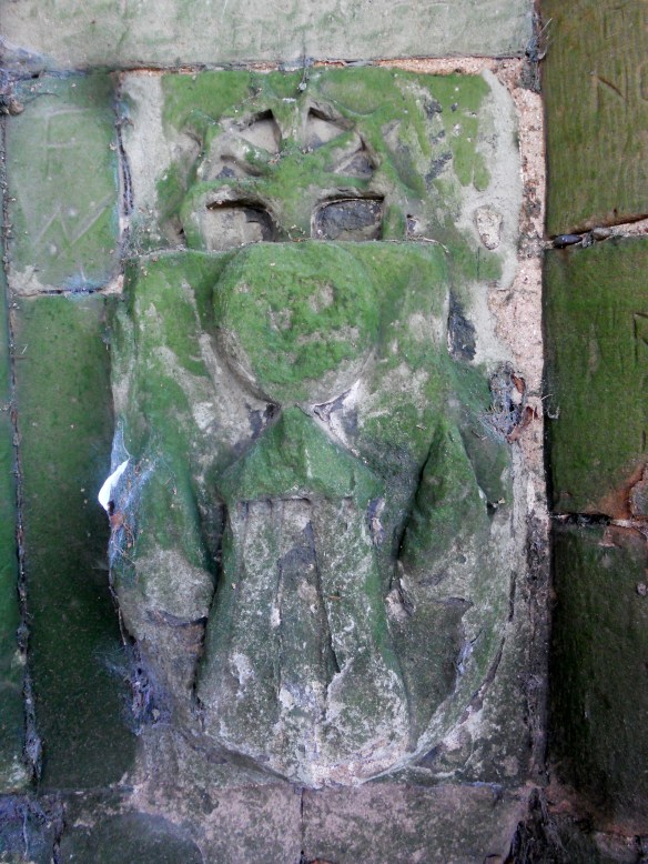 The carved stone at the ruined old church at Shenstone