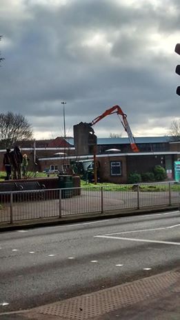 Demolition of Lichfield fire station tower, January 2015.Photo by Joe Gomez