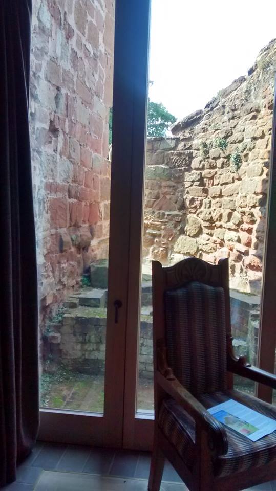 astley castle ruins from windown