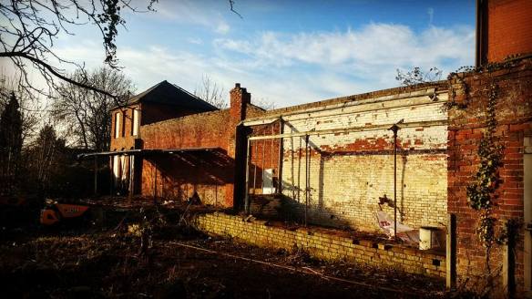 Bothy or gardeners' house with remains of glasshouses and orangery at Angel Croft